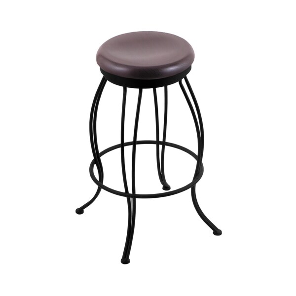 30" Swivel Bar Stool, Black Wrinkle, Dark Cherry Oak Seat